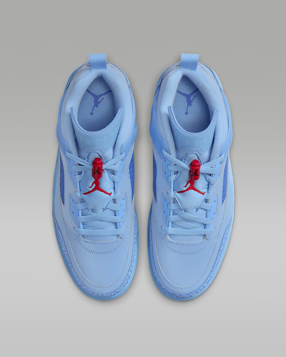 Baby blue and red jordans on sale